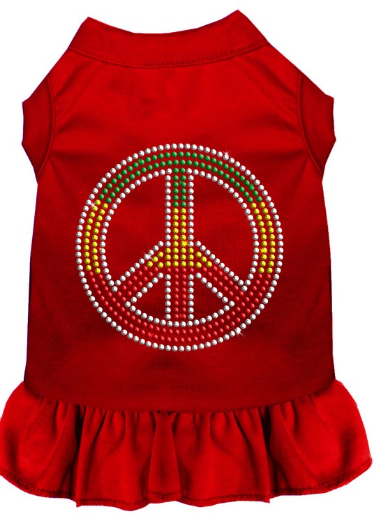 Rhinestone Rasta Peace Dress Red XS